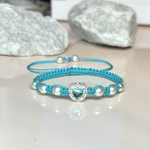 Elegáns szívmedálos csomózott makramé karkötő hematit ásványgyöngyökkel 5666752, Ékszer, Karkötő, Ásványkarkötő, Csomózás, Ékszerkészítés, MESKA