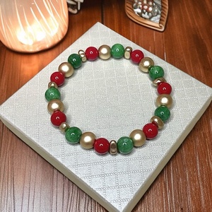 Női karácsonyi ásványkarkötő 5412541, Ékszer, Karkötő, Ásványkarkötő, Ékszerkészítés, Gyöngyfűzés, gyöngyhímzés, MESKA