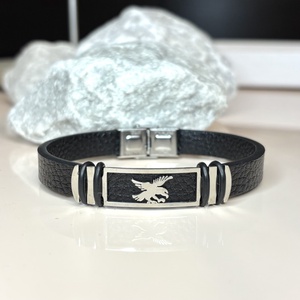 Nemesacél férfi karkötő sas motívummal fekete , Esküvő, Ékszer, Karkötő & Csuklódísz, Ékszerkészítés, MESKA