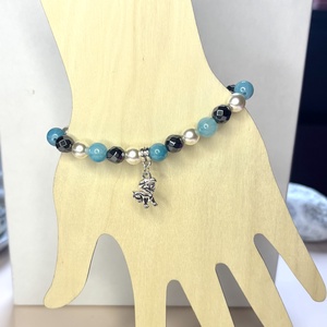 Ásványkarkötő charmmal 17-17,5 cm 5673983, Ékszer, Karkötő, Ásványkarkötő, Ékszerkészítés, Gyöngyfűzés, gyöngyhímzés, MESKA