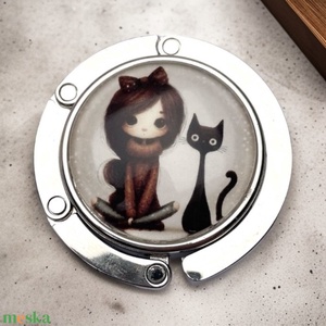 Kislányos cicás macskás mintás Táska Akasztó Táskaakasztó 5676719 - táska & tok - kulcstartó & táskadísz - táskaakasztó - Meska.hu