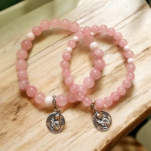 Anya lánya rózsakvarc páros ásványkarkötő Szent Rita medállal - Meska.hu