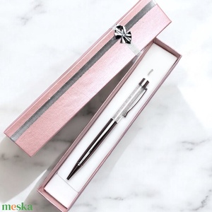 Fehér kvarc ásvány szemcsés golyóstoll díszdobozban ajándékozásra kész 5673047 - Meska.hu