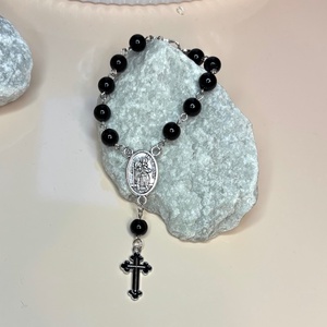 Autós rózsafüzér, tizedes rózsafüzér fekete Ónix ásványból 5238842 - otthon & életmód - vallás - lánc & füzér - Meska.hu