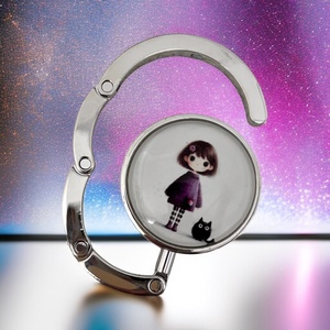 Kislányos cicás mintás Táska Akasztó Táskaakasztó táskatartó 5716489, Táska & Tok, Kulcstartó & Táskadísz, Táskaakasztó, Ékszerkészítés, Üvegművészet, MESKA