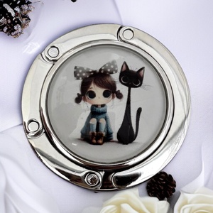 Kislányos cicás mintás Táska Akasztó Táskaakasztó táskatartó 5726802 - táska & tok - kulcstartó & táskadísz - táskaakasztó - Meska.hu