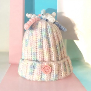 Horgolt Macaron színű spirál pom pom kislány sapka 5726851 - ruha & divat - sál, sapka, kendő - sapka - Meska.hu