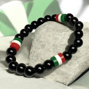 Magyar nemzeti színű fekete gyöngy karkötő 16 cm 5726882 - Meska.hu