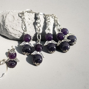 Ásvány angyal kulcstartó ametiszt ásványból, Táska & Tok, Kulcstartó & Táskadísz, Kulcstartó, Ékszerkészítés, MESKA