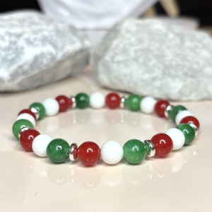 FÉRFI / Nagyobb női méretű Magyar nemzeti színű ásványkarkötő kokárda 18-19 cm 5726857, Ékszer, Karkötő, Ásványkarkötő, Ékszerkészítés, Gyöngyfűzés, gyöngyhímzés, MESKA