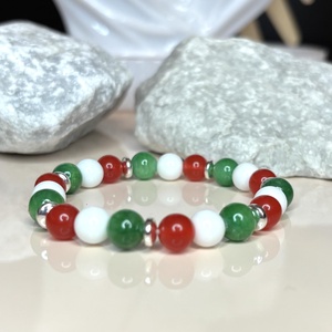 Női méretű Magyar nemzeti színű ásványkarkötő kokárda 16 cm 5673040, Ékszer, Karkötő, Ásványkarkötő, Ékszerkészítés, Gyöngyfűzés, gyöngyhímzés, MESKA