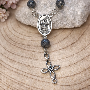 Szent Kristóf autós rózsafüzér, tizedes rózsafüzér labradorit ásványból 5366049 - otthon & életmód - vallás - lánc & füzér - Meska.hu