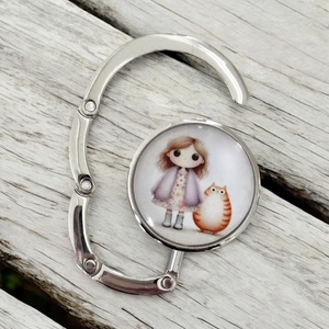 Kislányos cicás mintás Táska Akasztó Táskaakasztó táskatartó 1 db elérhető 5726738, Táska & Tok, Kulcstartó & Táskadísz, Táskaakasztó, Ékszerkészítés, Üvegművészet, MESKA