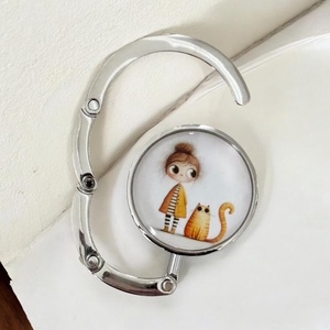 Kislányos cicás mintás Táska Akasztó Táskaakasztó táskatartó 1 db elérhető 5726756, Táska & Tok, Kulcstartó & Táskadísz, Táskaakasztó, Ékszerkészítés, Üvegművészet, MESKA