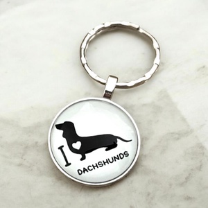 Üveglencsés fém kulcstartó - Tacskó , Táska & Tok, Kulcstartó & Táskadísz, Kulcstartó, Ékszerkészítés, MESKA