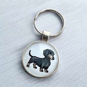 Üveglencsés fém kulcstartó - Tacskó, Táska & Tok, Kulcstartó & Táskadísz, Kulcstartó, Ékszerkészítés, MESKA