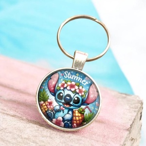 Üveglencsés fém kulcstartó - Stitch - Meska.hu