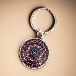 Mandala mintás üveglencsés kulcstartó 011, Táska & Tok, Kulcstartó & Táskadísz, Kulcstartó, Ékszerkészítés, MESKA