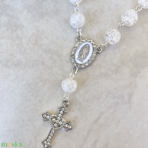 Autós rózsafüzér, tizedes rózsafüzér hegyikristály ásványból strasszköves medálokkal szív kereszt medállal - otthon & életmód - vallás - lánc & füzér - Meska.hu