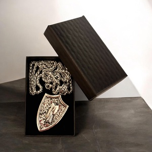 Ezüst színű Mihály arkangyal medál védelmező amulett talizmán ezüst színű nemesacél láncon - ékszer - nyaklánc - medálos nyaklánc - Meska.hu