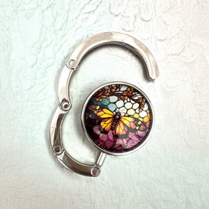 Pillangó lepke mintás Táska Akasztó Táskaakasztó , Táska & Tok, Kulcstartó & Táskadísz, Táskaakasztó, Ékszerkészítés, Üvegművészet, MESKA