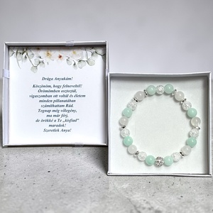 Örömanya szülőköszöntő ajándék ásvány karkötő shamballa dísszel díszdobozban kísérő szöveggel menta - esküvő - emlék & ajándék - szülőköszöntő ajándék - Meska.hu