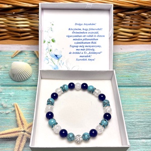 Örömanya szülőköszöntő ajándék ásvány karkötő shamballa dísszel díszdobozban kísérő szöveggel kék türkiz, Esküvő, Emlék & Ajándék, Szülőköszöntő ajándék, Ékszerkészítés, MESKA