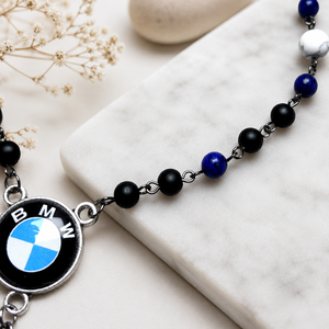 BMW Mercedes autós rózsafüzér jellegű visszapillantó dísz egyedileg rendelésre készül - otthon & életmód - autó - visszapillantó dísz - Meska.hu