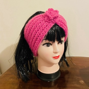 Kötött fejpánt sötét rózsaszín pink magenta 5191587 - ruha & divat - sál, sapka, kendő - fejpánt - Meska.hu