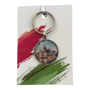 Üveglencsés fém kulcstartó Budapest Parlament 002 - Meska.hu