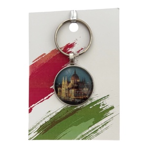 Üveglencsés fém kulcstartó Budapest Parlament 004 - Meska.hu