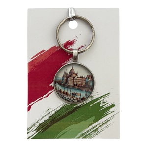 Üveglencsés fém kulcstartó Budapest Parlament 005 - Meska.hu
