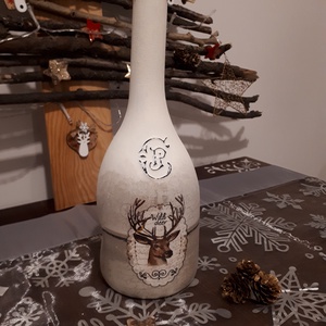 Egyedi díszüveg, Otthon & Életmód, Dekoráció, Asztal és polc dekoráció, Díszüveg, Decoupage, transzfer és szalvétatechnika, Festett tárgyak, MESKA
