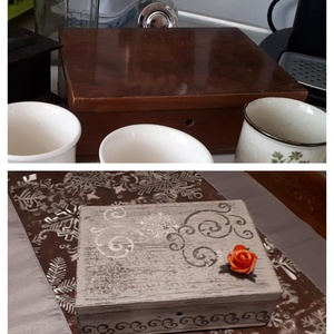 Vintage fa dobozka, Otthon & Életmód, Dekoráció, Asztal és polc dekoráció, Díszdoboz, Festett tárgyak, MESKA