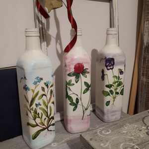 Egyedi díszüveg, Otthon & Életmód, Dekoráció, Asztal és polc dekoráció, Díszüveg, Decoupage, transzfer és szalvétatechnika, Festett tárgyak, MESKA