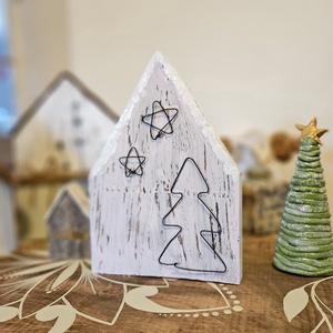 Házikó dekor fából, Karácsony, Karácsonyi lakásdekoráció, Karácsonyi falu, házikó, , MESKA