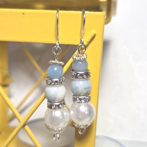 Kék lógó fülbevaló - ékszer - fülbevaló - lógó fülbevaló - Meska.hu