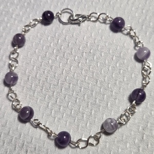 Karkötő ametiszt golyókkal, Ékszer, Karkötő, Lánc karkötő, Ékszerkészítés, MESKA