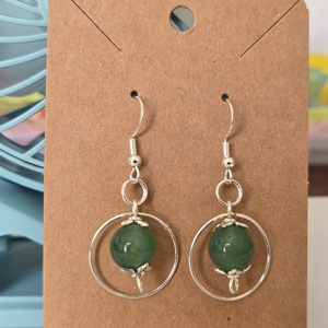 Lógós fülbevaló aventurinnal, Ékszer, Fülbevaló, Lógó fülbevaló, Ékszerkészítés, MESKA