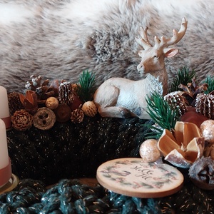 Horgolt Alapú Szarvasos Zöld Adventi koszorú - Meska.hu