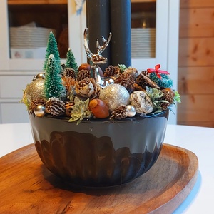 Szürke Szarvasos Adventi Koszorú Asztaldísz - karácsony - adventi díszek - adventi koszorú - Meska.hu