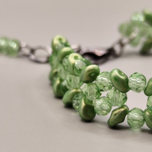 Zöld szellő karkötő , Ékszer, Karkötő, Gyöngyös karkötő, Gyöngyfűzés, gyöngyhímzés, MESKA