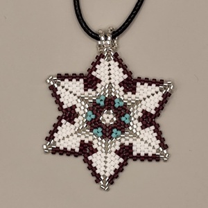 Kék csillagvirág medál - ékszer - nyaklánc - gyöngyös nyaklánc - Meska.hu