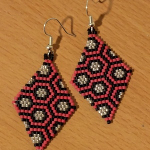 Főnix fülbevaló, Ékszer, Fülbevaló, Lógó fülbevaló, Ékszerkészítés, Gyöngyfűzés, gyöngyhímzés, MESKA