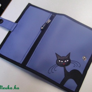 Kék cicusos 14 rekeszes irattartó pénztárca -  - Meska.hu