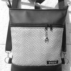  3in1 3D ezüst-fekete női hátizsák oldaltáska  - táska & tok - variálható táska - Meska.hu