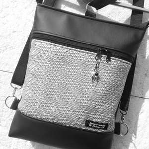  3in1 3D ezüst-fekete női hátizsák oldaltáska  - táska & tok - variálható táska - Meska.hu