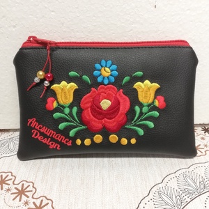 Hímzett 30x30-as pakolós táska szett fekete HungarianFolkart05 - táska & tok - táska szett - Meska.hu