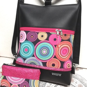 Egyedi 3in1 hátizsák oldaltáska ajándék neszivel - Csajos pink mandalás  - táska & tok - variálható táska - Meska.hu