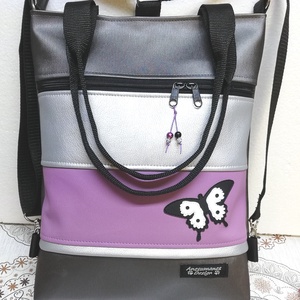4in1 pillangós hátizsák univerzális rohangálós táska Króm-ezüst-lila, Táska & Tok, Variálható táska, Varrás, MESKA